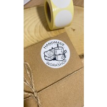 Butik Sosyetik Handmade Workshop Yuvarlak Yapışkanlı Etiket 5X5CM 100 Adet