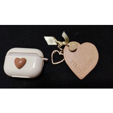 FirstModel Apple  Pro 2. Nesil Uyumlu Kalp Model Silikon Kulaklık Kılıfı Kahverengi