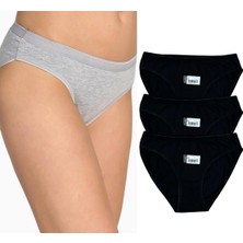 Tutku Kadın Suyolu Bikini Slip Külot 3'lü Paket Siyah
