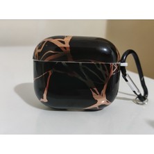 FirstModel Apple  3. Nesil Uyumlu Mermer Desen Kulaklık Kılıfı Siyah