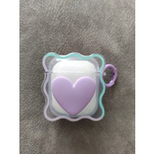 FirstModel Apple  1/2 Nesil Uyumlu Kulaklık Kılıfı Lila Kalp