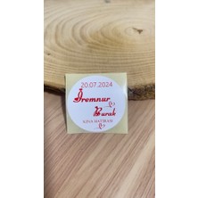 Butik Sosyetik Kişiye Özel Kına Hatırası Yuvarlak Yapışkanlı Etiket 5X5CM 100 Adet