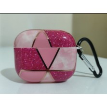 FirstModel Apple  3. Nesil Uyumlu Mermer Desen Kulaklık Kılıfı Pembe