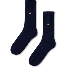 Zımba Detaylı Viskon Triko Soket Çorap Lacivert