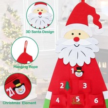 Pengfushop4 Bir Stil Geri Sayım Noel Baba Keçe Advent Takvimi Noel Ağacı Asılı Kolye Ev Partisi Süsler Hediyeler Için Noel Dekorasyonu (Yurt Dışından)