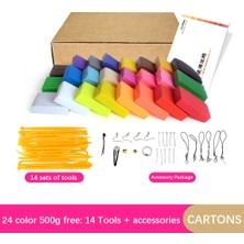 Pengfushop4 24COLORS14TOOLS Stili 6 Stil Dıy Yumuşak Kil Seti Polimer Kil Fimo Kalıplama Craft Fırın Fırında Kil Blokları Montessori Çocuklar Için Erken Eğitim Oyuncak (Yurt Dışından)