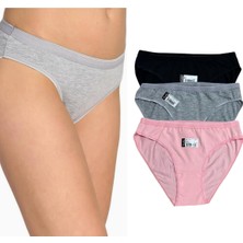 Tutku Kadın Suyolu Bikini Slip Külot 3'lü Paket Siyah Gri Pembe