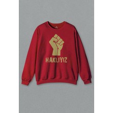 So Cool Kırmızı Sweatshirt Haklıyız Sosyalist Yumruk 1 Mayıs Baskılı Sweat
