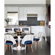 Evka Tulip Beyaz Masa Çap 100- Siyah Lake