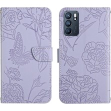 Bdt Shop Oppo Case 6 5g Için Pu Deri Kapak Çevirin Çiçekler ve Kelebekler (Yurt Dışından)