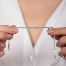 Hom Silver Jewelry 925 Ayar Gümüş Kişiye Özel Üzerine Yazı Yazılabilen Italyan Bileklik HSJ0082