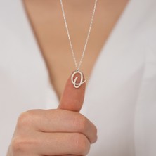 Hom Silver Jewelry 925 Ayar Gümüş Kişiye Özel Harf Tasarımlı Kalp Kadın Kolye HSJ106