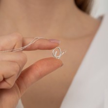 Hom Silver Jewelry 925 Ayar Gümüş Kişiye Özel Harf Tasarımlı Kalp Kadın Kolye HSJ106