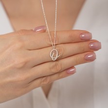 Hom Silver Jewelry 925 Ayar Gümüş Kişiye Özel Harf Tasarımlı Kalp Kadın Kolye HSJ106