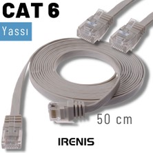 IRENIS 50 cm Cat6 Kablo Yassı Ethernet Network Lan Ağ Internet Kablosu