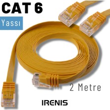 IRENIS 2 Metre Cat6 Kablo Yassı Ethernet Network Lan Ağ Internet Kablosu