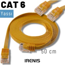 IRENIS 50 cm Cat6 Kablo Yassı Ethernet Network Lan Ağ Internet Kablosu