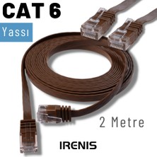 IRENIS 2 Metre Cat6 Kablo Yassı Ethernet Network Lan Ağ Internet Kablosu