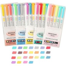 Mingjinshop3 10 Renk J Stili Colorsset Çift Kafa Mildliner Renk Fosforlu Kalem Floresan Fosforlu Kalemler Sanat Marker Okul ve Ofis Sanat Kırtasiye (Yurt Dışından)