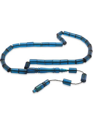 Okyanus Silver Sistemli Her Bir Tanesi Usta Işçilikli Kesme Kesim Mavi Sıkma Kehribar Tesbih