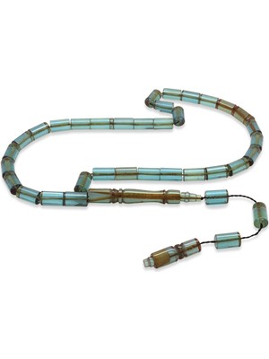 Okyanus Silver Sistemli Her Bir Tanesi Usta Işçilikli Kesme Kesim Turkuaz Ateş Kehribar Tesbih