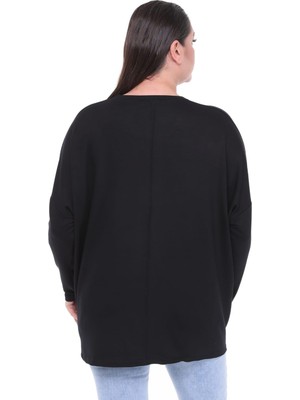 Esina Kadın Iki Iplik V Yaka Oversize Sweat