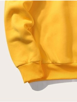 Lbr Garment Erkek Fit Kapüşonlu Kanguru Cep Sarı Sweatshirt