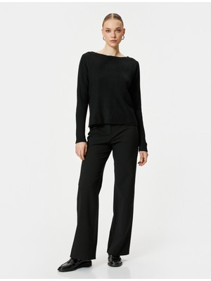 Koton Kayık Yaka Kazak Basic Fitilli