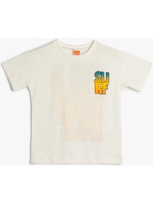 Koton Tişört Kısa Kollu Bisiklet Yaka Sörf Baskılı Pamuklu