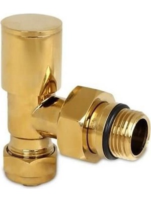 Tekno Trust Rekorlu Pex Gold Renk Metal Pirinç Köşe Radyatör Vanası 1 Adet
