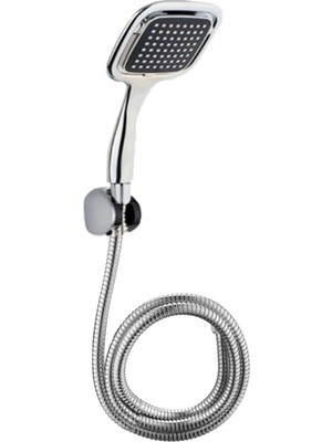 Tekno Trust Siyah Kare Banyo Duş Seti Hortum Mafsal ve Başlık Set