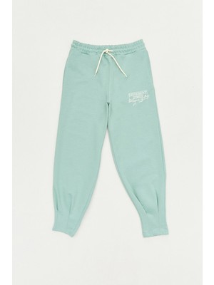 FullaModa Baskılı Beli Bağcıklı Kız Çocuk Eşofman Altı