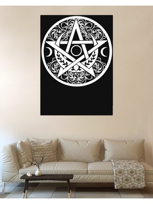 Owl Bag Pentagram 2 No Desenli Tasarım Duvar Halısı