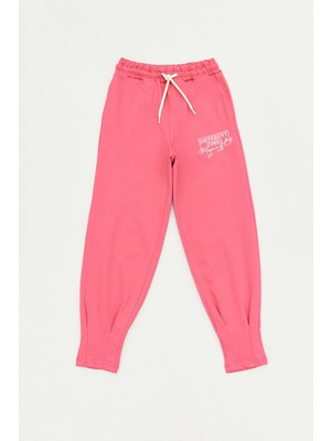 FullaModa Baskılı Beli Bağcıklı Kız Çocuk Eşofman Altı