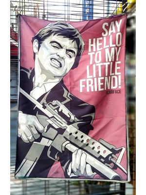 Owl Bag Scarface- Say Hello To My Little Friend Desenli Tasarım Duvar Halısı