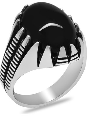 Gümüş Hediye Al Piramit Temalı Oniks Taşlı 925 Ayar Gümüş Erkek Yüzük