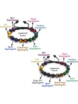 Tesbihane Makrome Örgülü Küre Kesim Çoklu Kaplangözü Doğaltaş Kombinli Kadın-Erkek Enerji Bilekliği (2li Set)