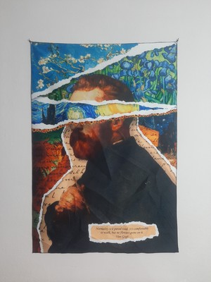 Owl Bag Van Gogh Kolaj - Çiçekler Normal Yollarda Yeşermez Desenli Tasarım Duvar Halısı