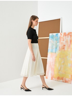 Koton Pileli Midi Etek Puantiyeli Yüksek Bel