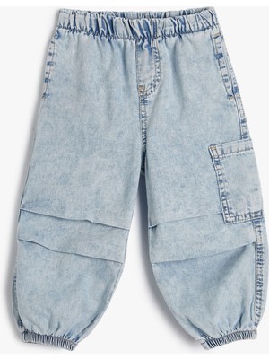 Koton Paraşüt Kot Pantolon Pamuklu Beli Lastikli Cepli - Parachute Jean