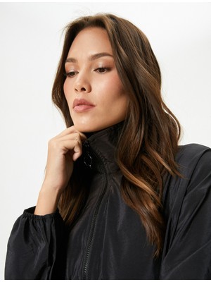 Koton Crop Bomber Ceket Fermuarlı Dik Yaka