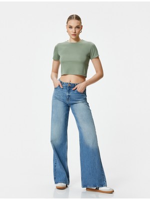 Koton Crop Tişört Kısa Kollu Bisiklet Yaka Modal Karışımlı