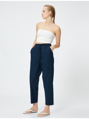 Koton Rahat Pantolon Keten Karışımlı Beli Bağlamalı