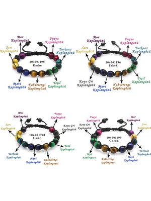 Okyanus Silver Makrome Örgülü Küre Kesim Kaplangözü Doğaltaş Kombinli Aile Enerji Bilekliği(4lü Set)