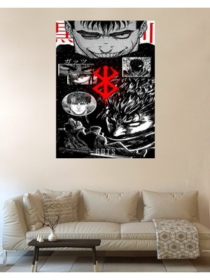 Owl Bag Anime Berserk Guts Kolaj Desenli Tasarım Duvar Halısı