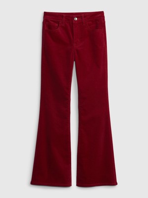 Gap Kız Çocuk Bordo High Rise Kadife '70S Flare Jean Pantolon