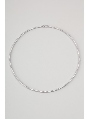 So CHIC Beyaz Taşlı  18 Ayar Beyaz Altın Kaplama Gümüş Su Yolu Gerdanlık