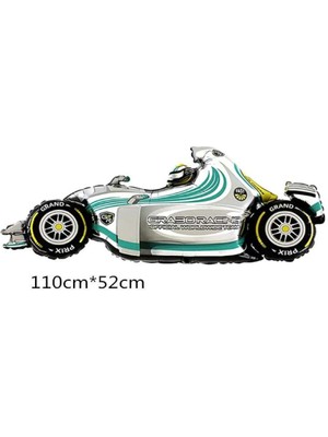 Rönesans Parti Beyaz Renk Formula 1 Arabası Figürü Folyo Balon 52*110  cm