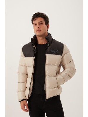 Polo State Dik Yaka Regular Fit Erkek Şişme Mont Taş