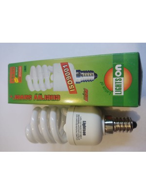 Lightson 13 Watt Sarı Işık 2700K İnce Duylu E14 Spiralli Tasarruflu Ampul 10 Adet